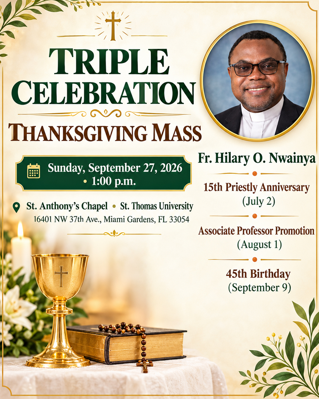 Triple Celebration - Thanksgiving Mass                                                                                                                                                                                                                                                                      